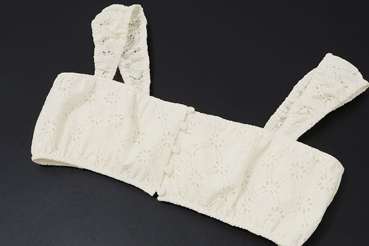 Square neck button slit crop maxi skirt  | Festival Outfits Women