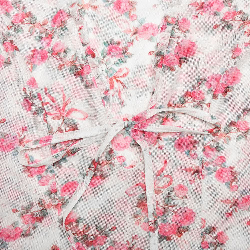 Long sleeve v neck flower print mesh mini dress  | Festival Outfits Women