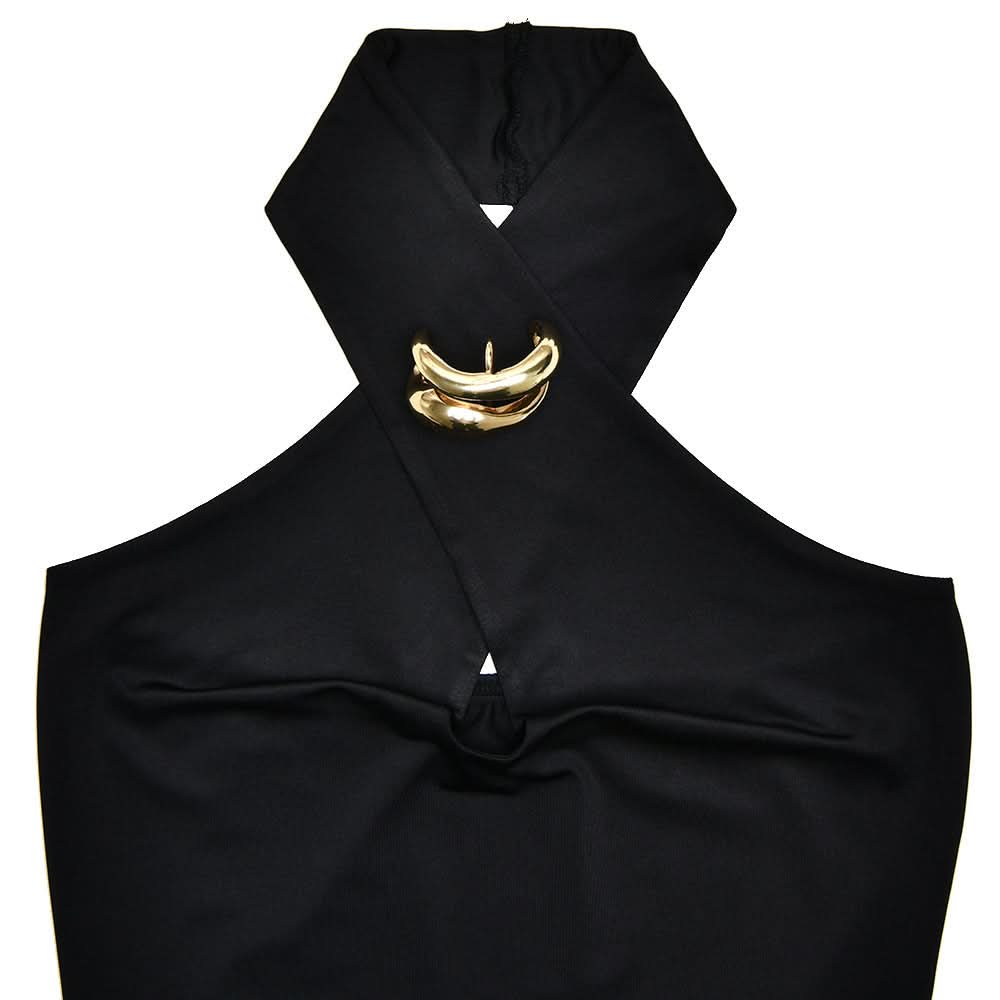 Halter metal ring hollow out cut out top  | Festival Outfits Women