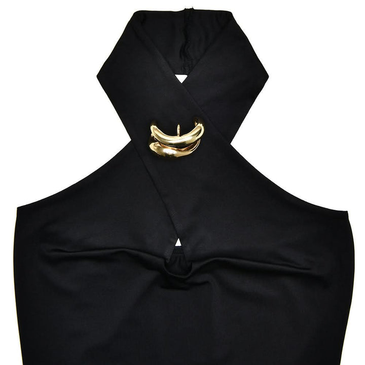 Halter metal ring hollow out cut out top  | Festival Outfits Women
