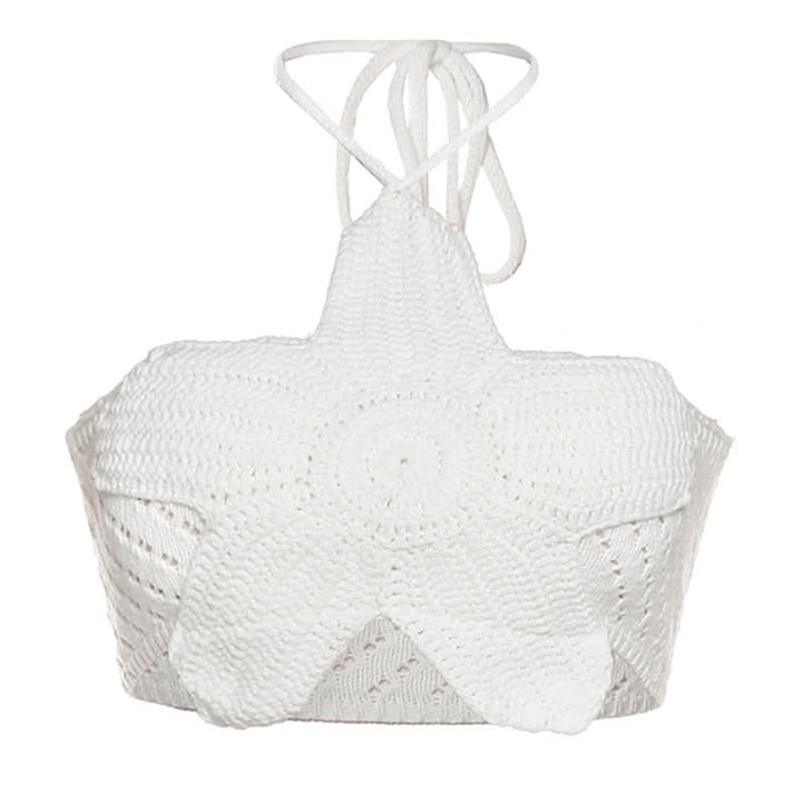 Halter knitted self tie crop top  | Festival Outfits Women
