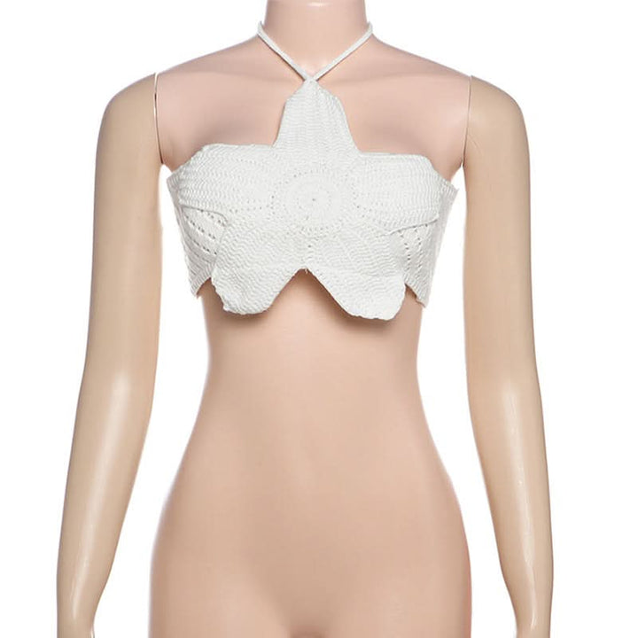 Halter knitted self tie crop top  | Festival Outfits Women