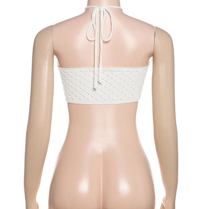 Halter knitted self tie crop top  | Festival Outfits Women