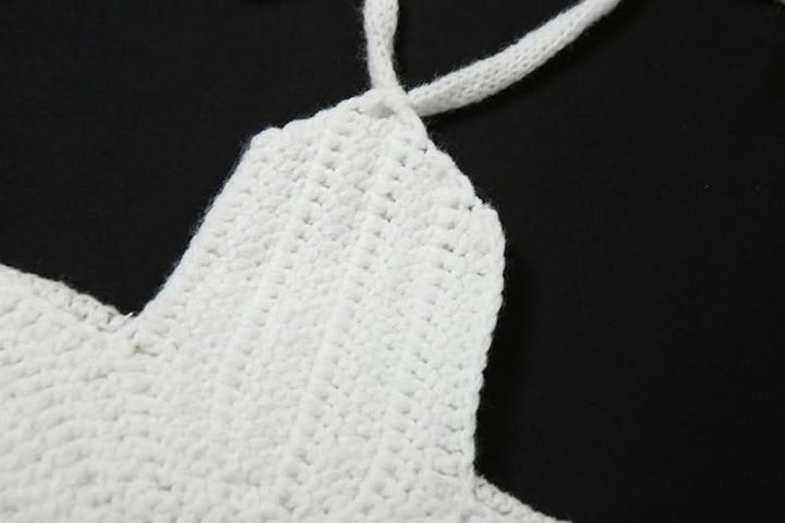 Halter knitted self tie crop top  | Festival Outfits Women