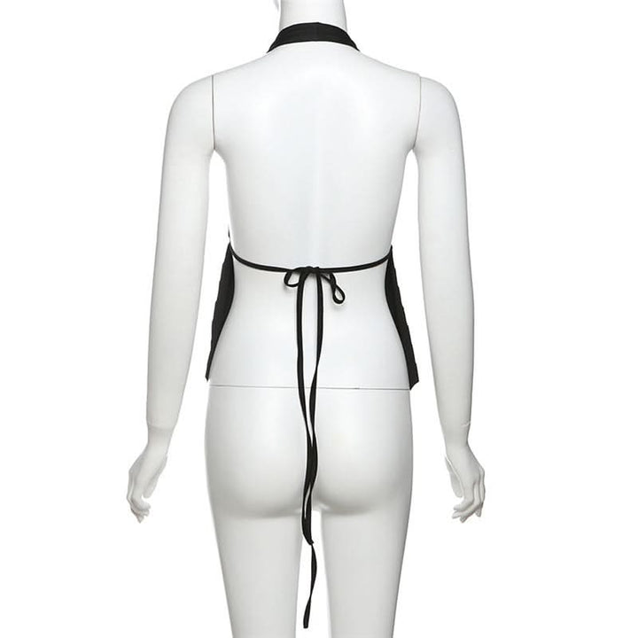 Self tie halter backless deep V neck top  | Festival Outfits Women