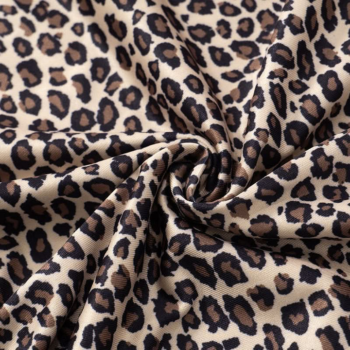 Leopard print lace hem halter v neck mini dress  | Festival Outfits Women  | Leopard Print Mini Dress