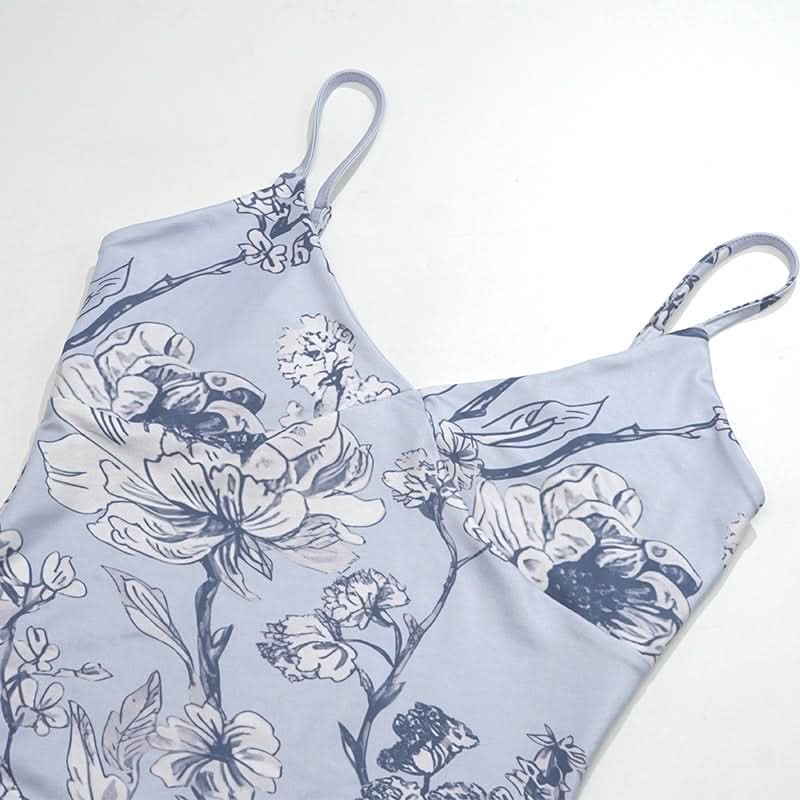 V neck flower print backless cami maxi dress  | Festival Outfits Women