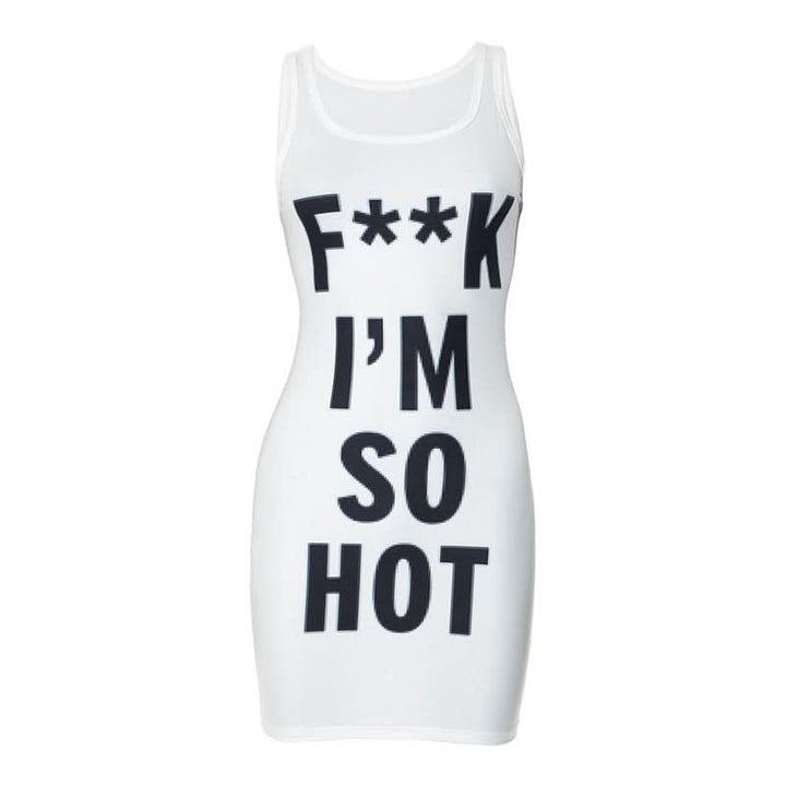 U neck letter print contrast tank mini dress  | Festival Outfits Women