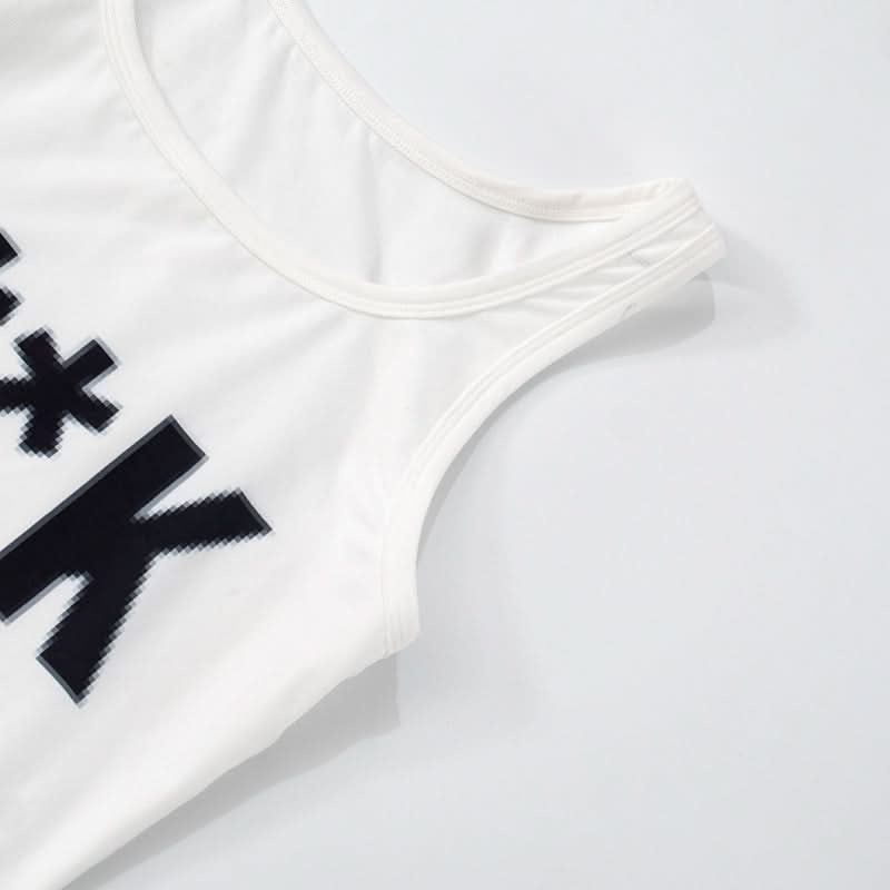 U neck letter print contrast tank mini dress  | Festival Outfits Women