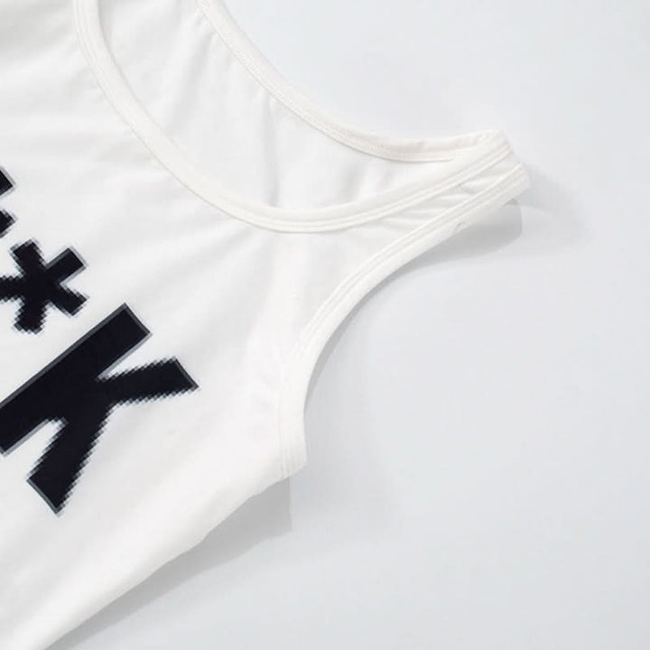 U neck letter print contrast tank mini dress  | Festival Outfits Women