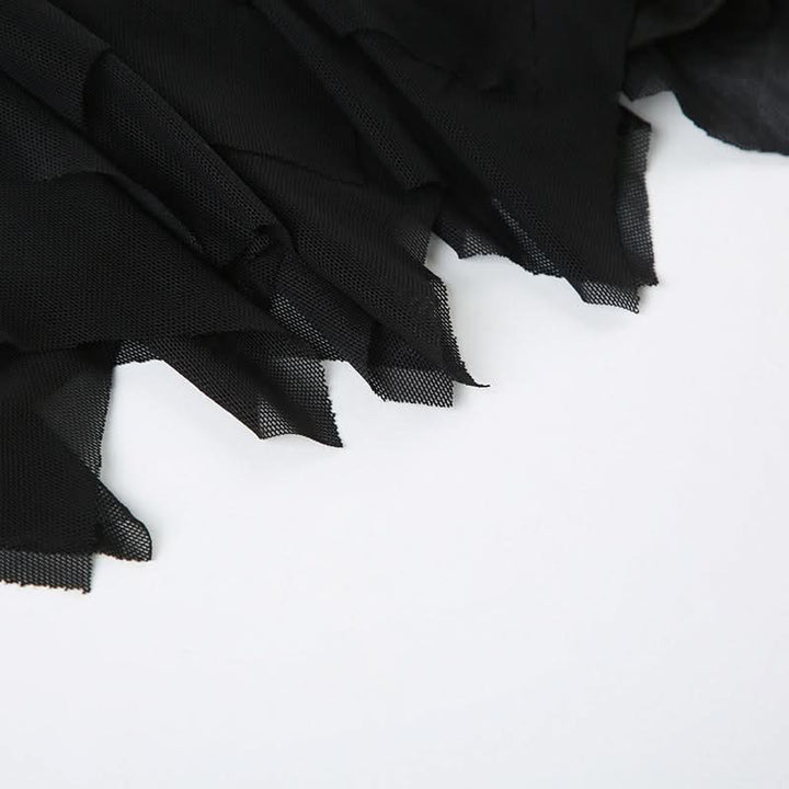 Zip-up PU leather ruched A line mesh mini skirt Cargo Mini Skirt  | Festival Outfits Women