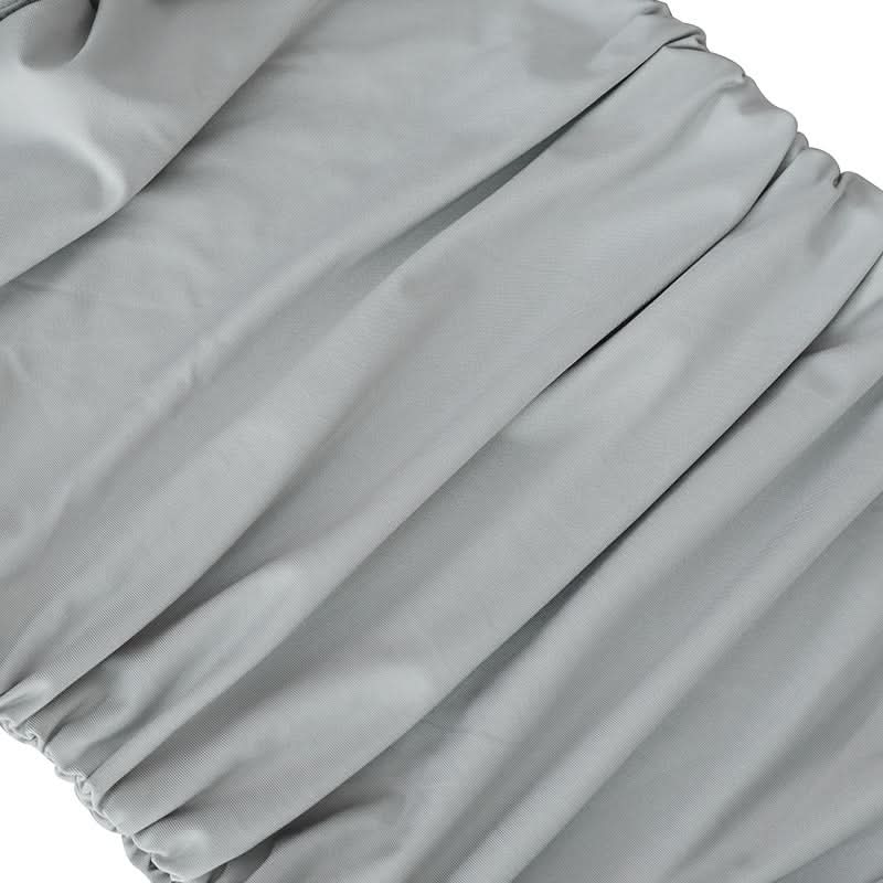 Ruched slit flower applique backless mini dress  | Festival Outfits Women