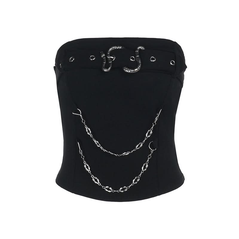 Metal chain buckle solid backless tube top  | Festival Outfits Women