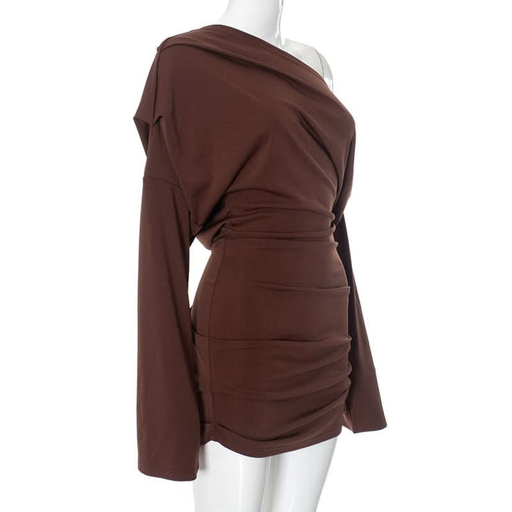 One shoulder long sleeve ruched mini dress  | Festival Outfits Women