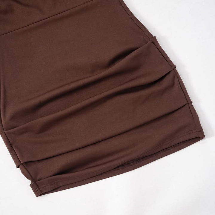 One shoulder long sleeve ruched mini dress  | Festival Outfits Women