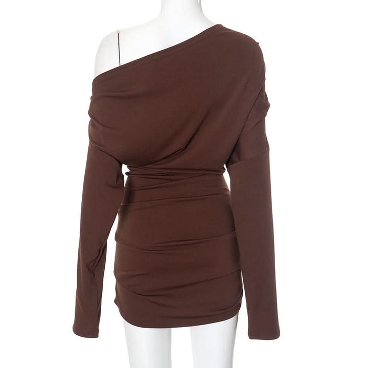 One shoulder long sleeve ruched mini dress  | Festival Outfits Women