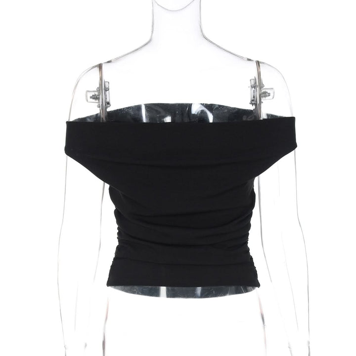 Off shoulder ruched flower pattern top  | Festival Outfits Women