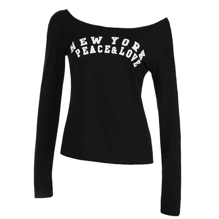 Long sleeve letter pattern top  | Festival Outfits Women