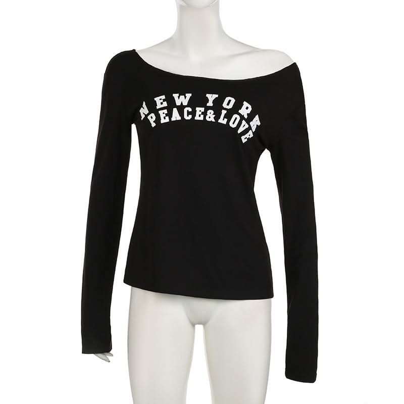 Long sleeve letter pattern top  | Festival Outfits Women