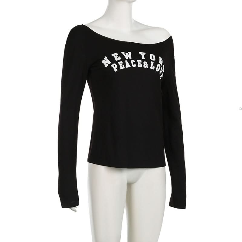 Long sleeve letter pattern top  | Festival Outfits Women
