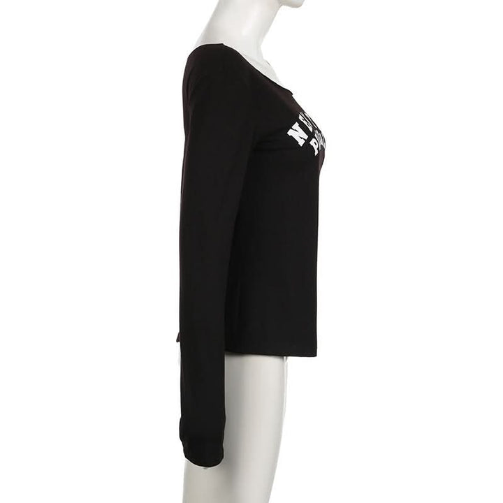 Long sleeve letter pattern top  | Festival Outfits Women