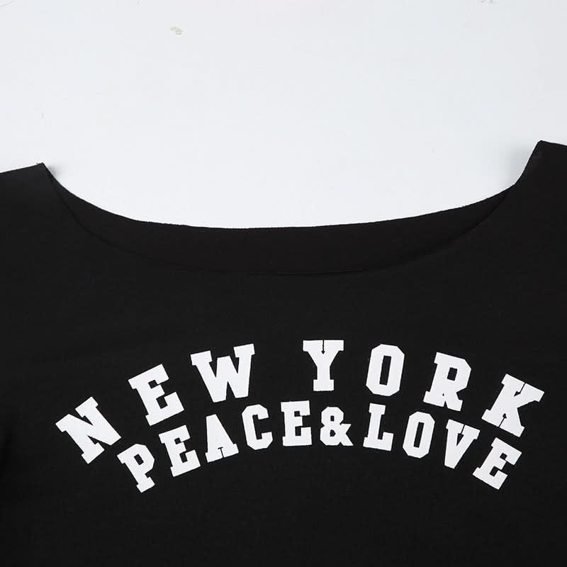 Long sleeve letter pattern top  | Festival Outfits Women
