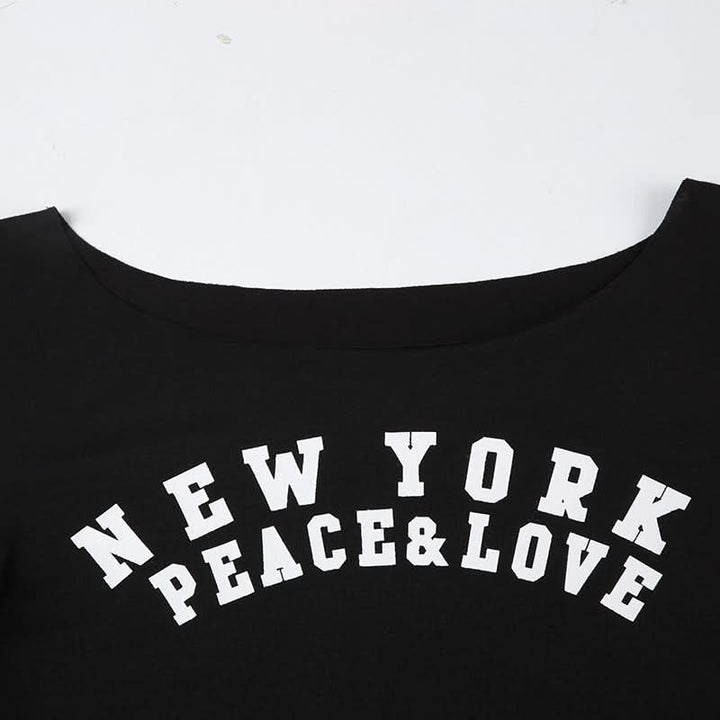 Long sleeve letter pattern top  | Festival Outfits Women