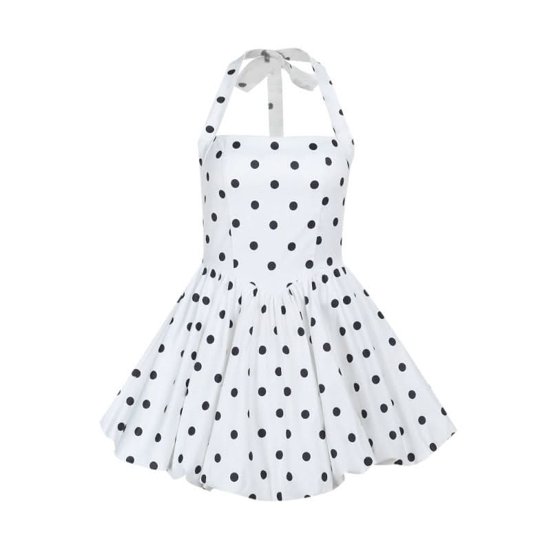 Polka dot halter mini dress  | Festival Outfits Women