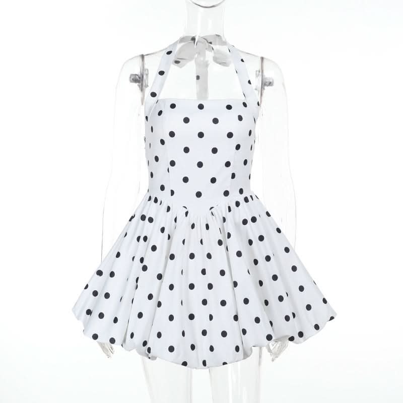 Polka dot halter mini dress  | Festival Outfits Women