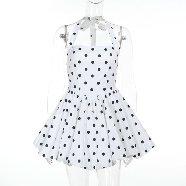 Polka dot halter mini dress  | Festival Outfits Women