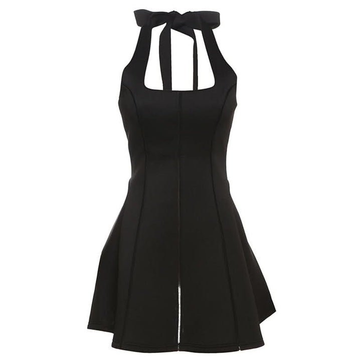 Halter square neck self tie mini dress  | Festival Outfits Women