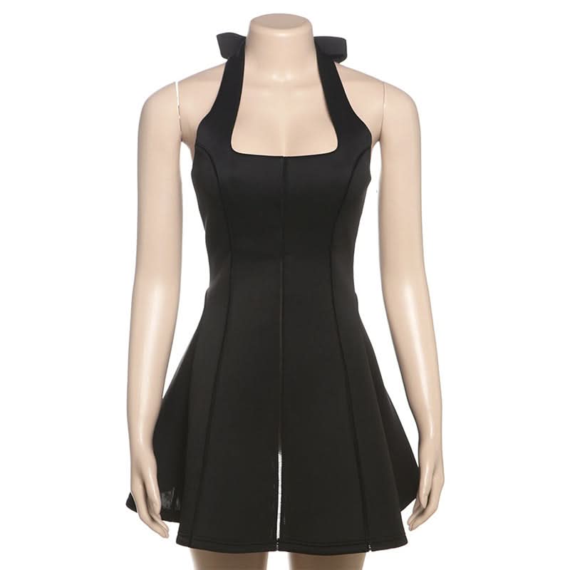 Halter square neck self tie mini dress  | Festival Outfits Women