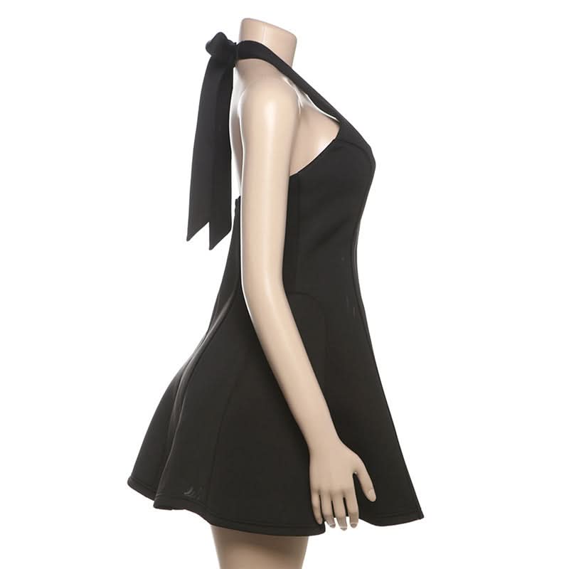 Halter square neck self tie mini dress  | Festival Outfits Women