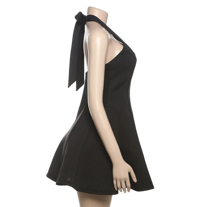 Halter square neck self tie mini dress  | Festival Outfits Women