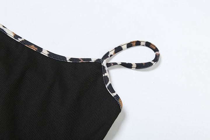 Leopard print u neck 2 piece cami short pant set  | Festival Outfits Women