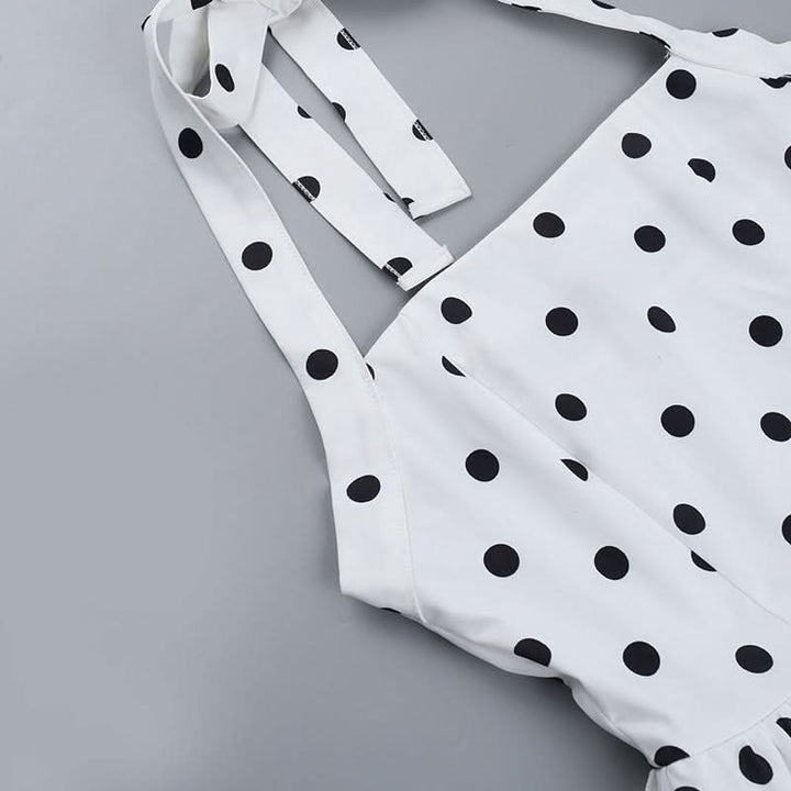 Polka dot halter mini dress  | Festival Outfits Women