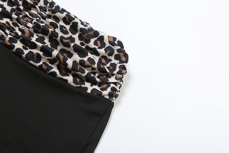 Leopard print u neck 2 piece cami short pant set  | Festival Outfits Women