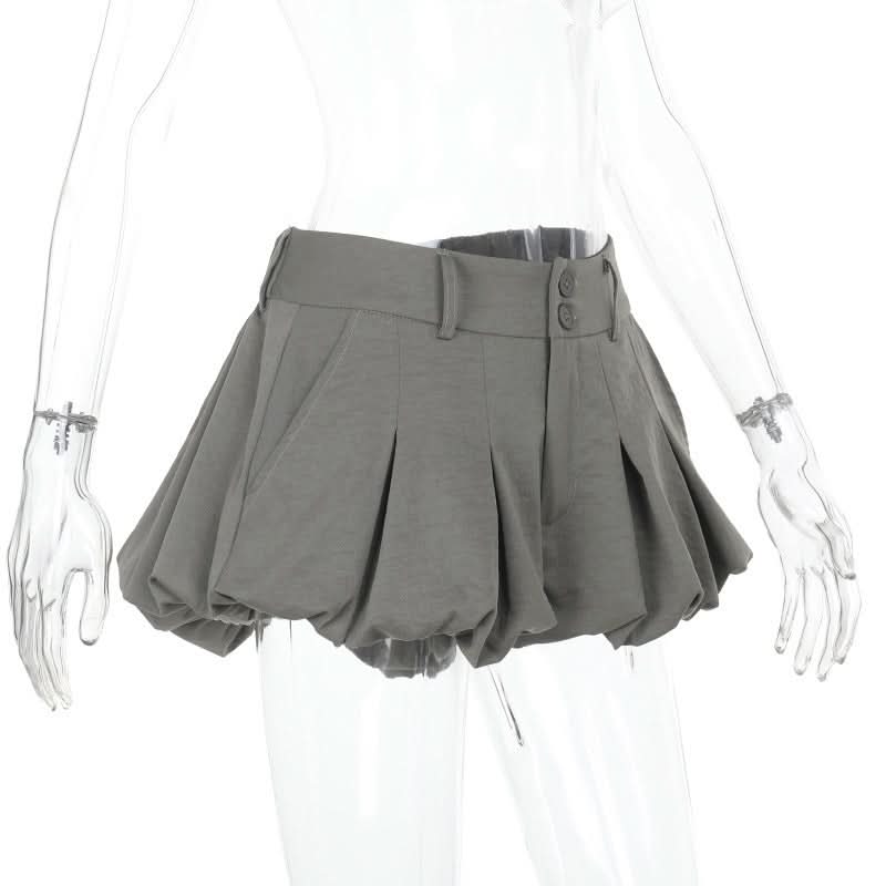 Lace hem button ruched zip-up short pant  | Festival Outfits Women