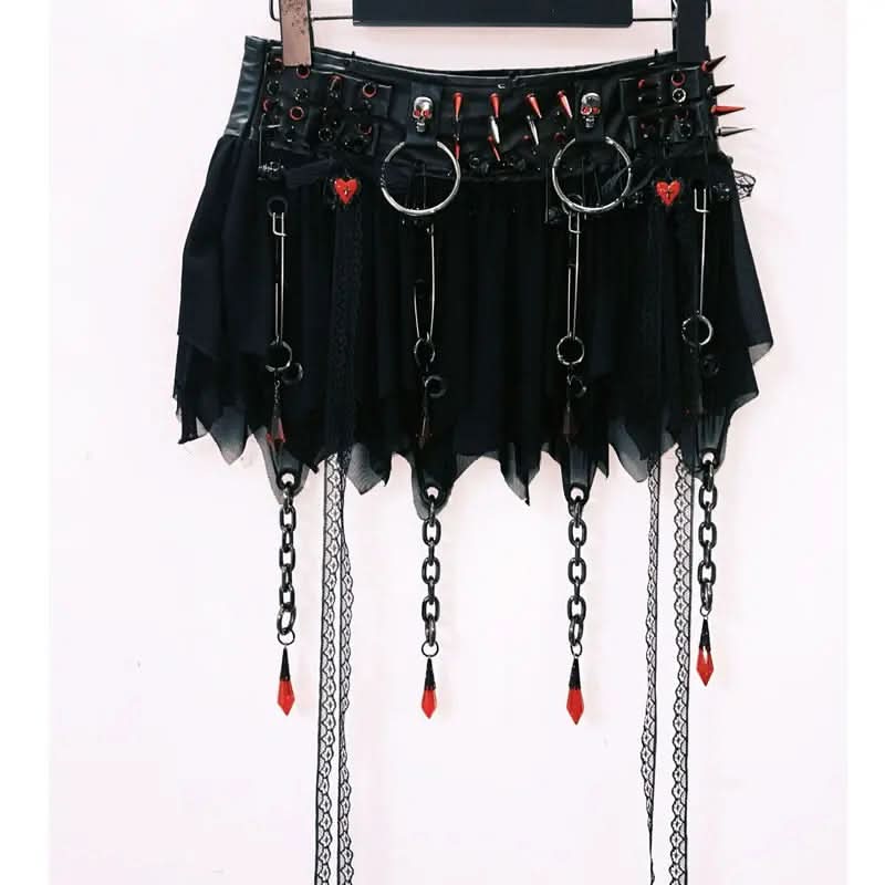O ring rivet metal chain skull applique cami top  | Festival Outfits Women