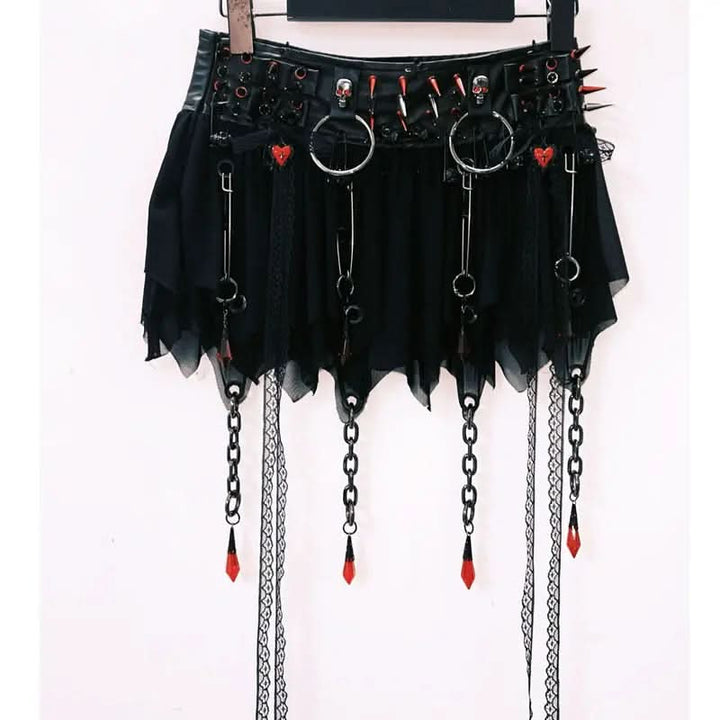O ring rivet metal chain skull applique cami top  | Festival Outfits Women