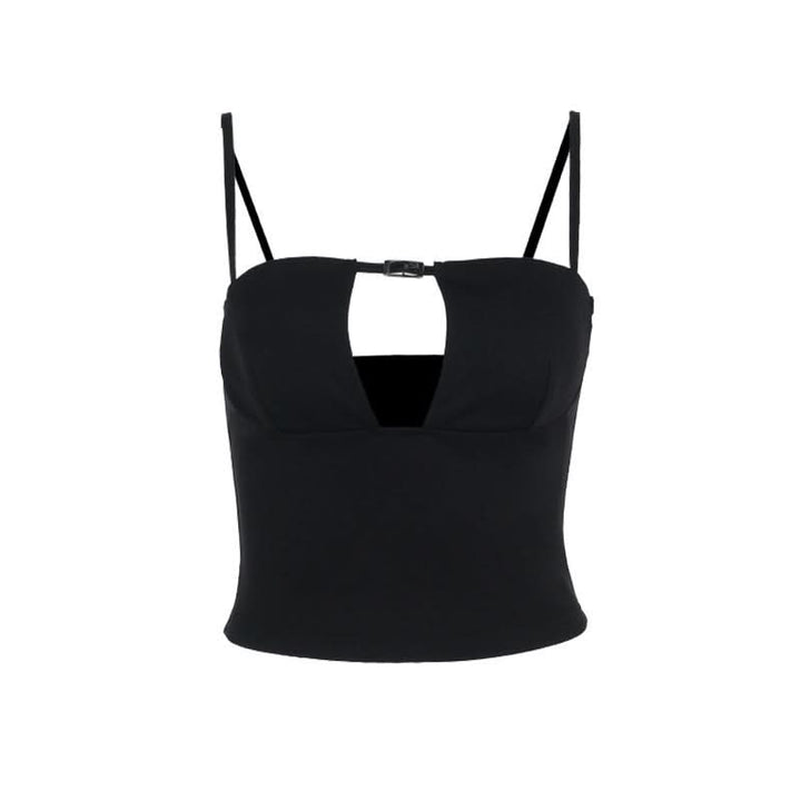 Buckle solid hollow out cami cut out top  | Festival Outfits Women
