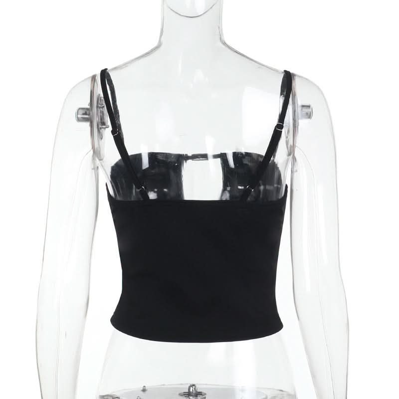 Buckle solid hollow out cami cut out top  | Festival Outfits Women