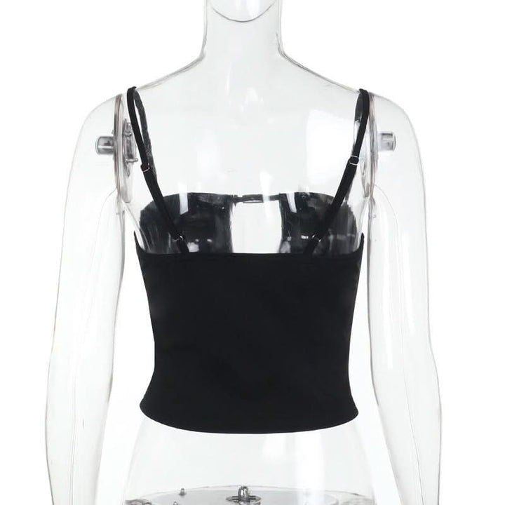 Buckle solid hollow out cami cut out top  | Festival Outfits Women