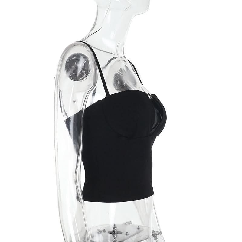 Buckle solid hollow out cami cut out top  | Festival Outfits Women