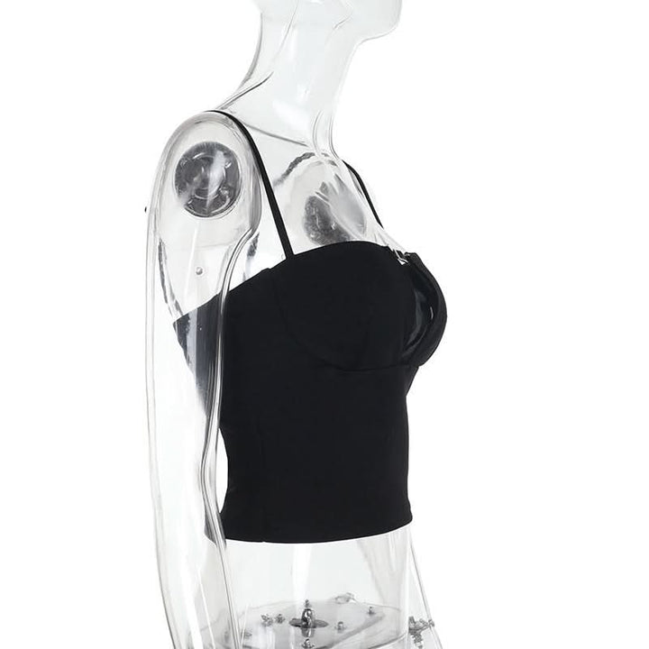 Buckle solid hollow out cami cut out top  | Festival Outfits Women