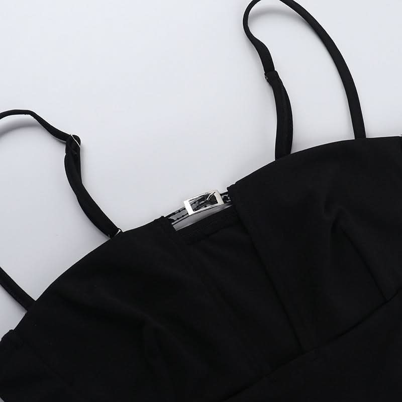 Buckle solid hollow out cami cut out top  | Festival Outfits Women