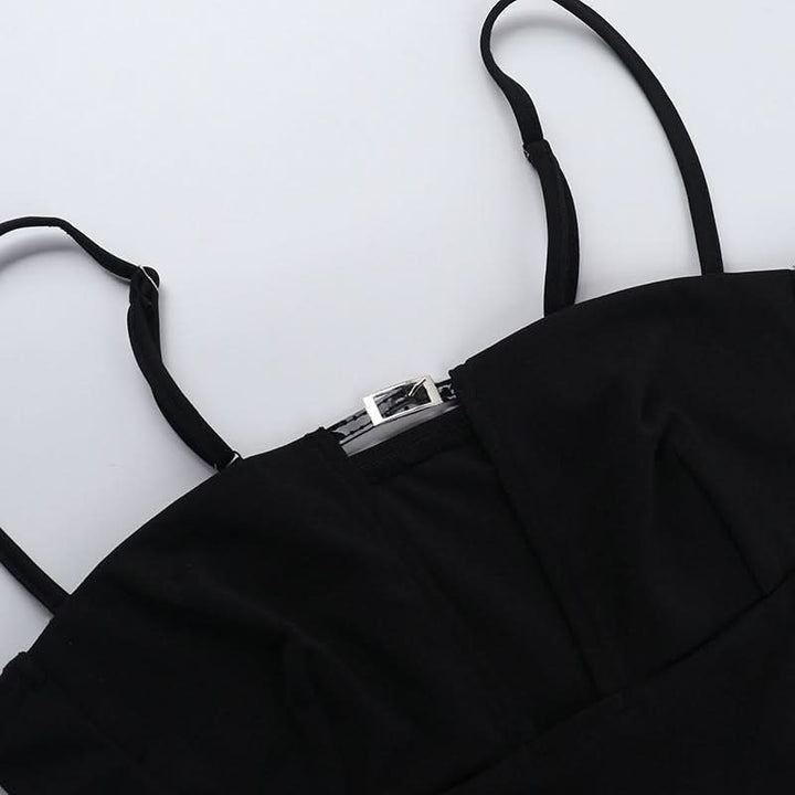 Buckle solid hollow out cami cut out top  | Festival Outfits Women
