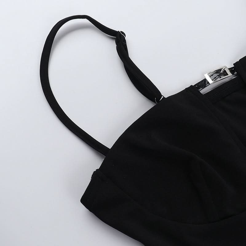 Buckle solid hollow out cami cut out top  | Festival Outfits Women