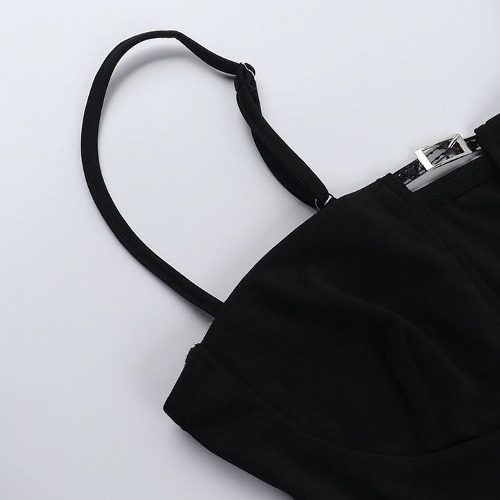 Buckle solid hollow out cami cut out top  | Festival Outfits Women