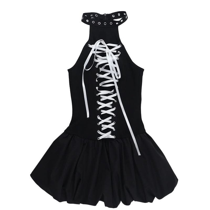 Lace up ruffle zip-up mini dress  | Festival Outfits Women-final-sale
